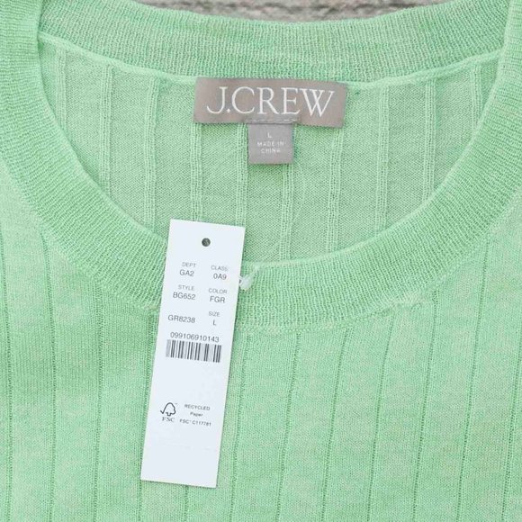 NWT J. Crew Silk and Cashmere Cropped T-Shirt in Frosty Green size L - Picture 8 of 9